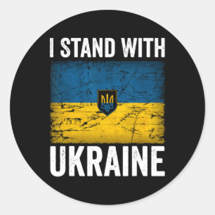 I Stand With Ukraine Support Ukraine Ukrainian Fla Classic Round Sticker