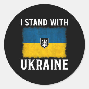 I Stand With Ukraine Support Ukraine Ukrainian Fla Classic Round Sticker