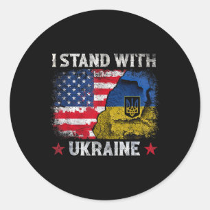 I Stand With Ukraine Support Ukraine Ukrainian Fla Classic Round Sticker