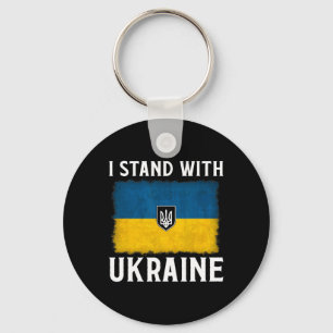 I Stand With Ukraine Support Ukraine Ukrainian Fla Keychain