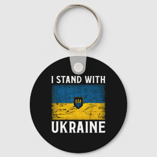 I Stand With Ukraine Support Ukraine Ukrainian Fla Keychain