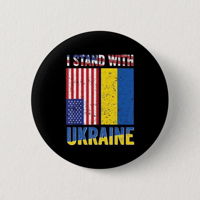 I Stand With Ukraine Support Ukrainian American US 2 Inch Round Button (Front)