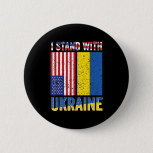 I Stand With Ukraine Support Ukrainian American US 2 Inch Round Button