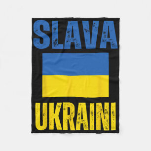 I Stand With Ukraine Support Ukrainian Flag Slava Fleece Blanket