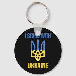I Stand With Ukraine Support Ukrainian Flag Slava Keychain