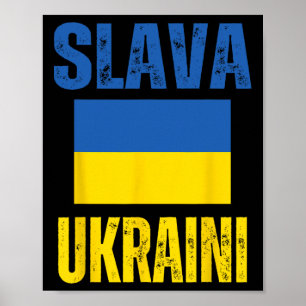 I Stand With Ukraine Support Ukrainian Flag Slava  Poster