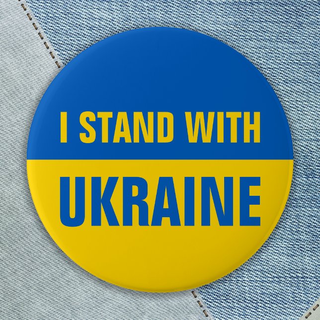 I Stand With Ukraine Support Ukranian Flag 2 Inch Round Button (Creator Uploaded)