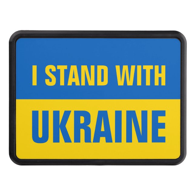 I Stand With Ukraine Support Ukranian Flag Trailer Hitch Cover (Front)