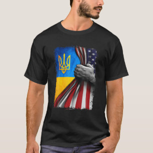 I Stand With Ukraine Support Vintage American Flag T-Shirt