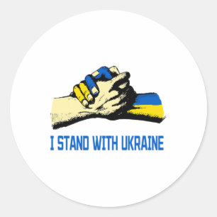 I Stand With Ukraine Supporting Hands Peace Ukrain Classic Round Sticker