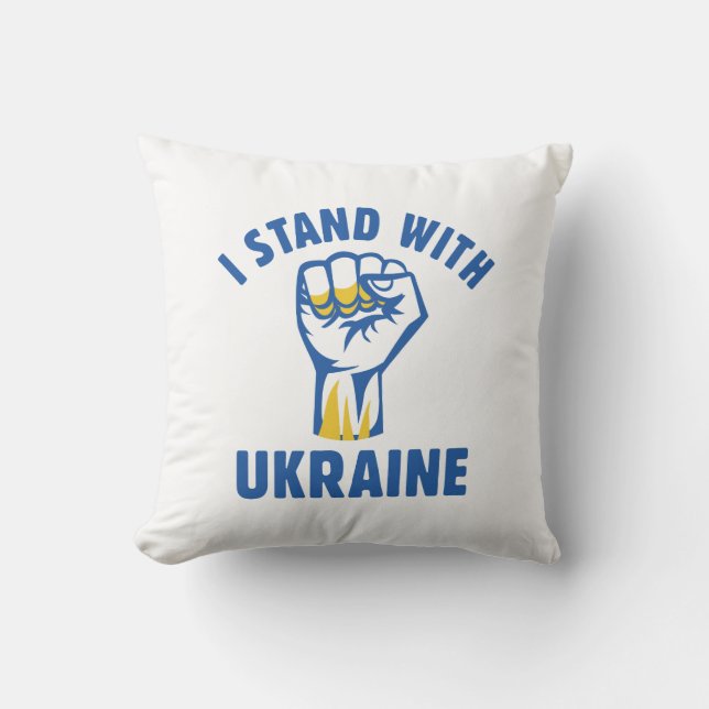 I Stand With Ukraine Throw Pillow (Front)