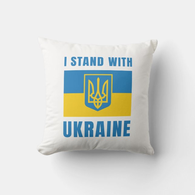 I Stand With Ukraine Throw Pillow (Front)