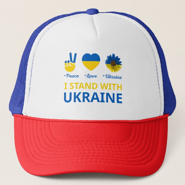 I stand with ukraine trucker hat (Front)