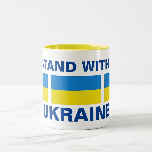 I STAND WITH UKRAINE Two-Tone COFFEE MUG (Center)