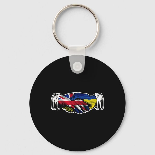 I Stand With Ukraine Uk British Flag  Keychain (Front)
