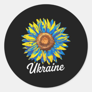 I Stand With Ukraine Ukraine Flag Sunflower Vintag Classic Round Sticker
