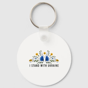 I Stand With Ukraine Ukraine Flag Sunflower Vintag Keychain