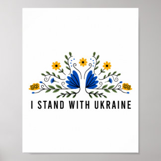 I Stand With Ukraine Ukraine Flag Sunflower Vintag Poster