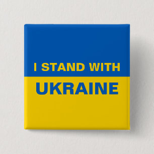 I Stand with Ukraine Ukrainian Flag 2 Inch Square Button