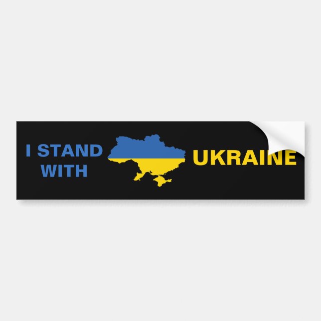 I Stand with Ukraine Ukrainian Flag and Map Bumper Sticker (Front)