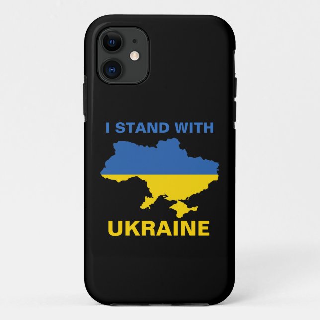 I Stand with Ukraine Ukrainian Flag and Map Case-Mate iPhone Case (Back)