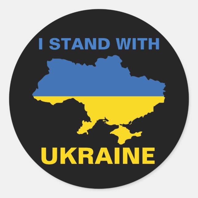 I Stand with Ukraine Ukrainian Flag and Map Classic Round Sticker (Front)