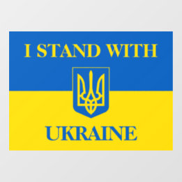 I stand with Ukraine. Ukrainian flag and Trident Window Cling