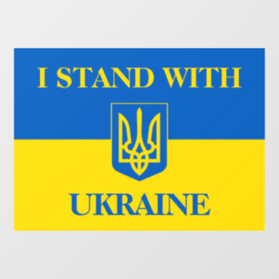 I stand with Ukraine. Ukrainian flag and Trident Window Cling