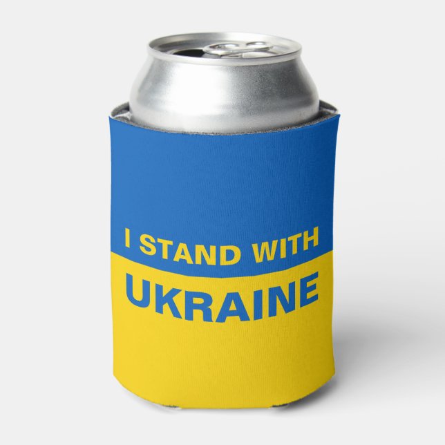 I Stand with Ukraine Ukrainian Flag Can Cooler (Can Front)