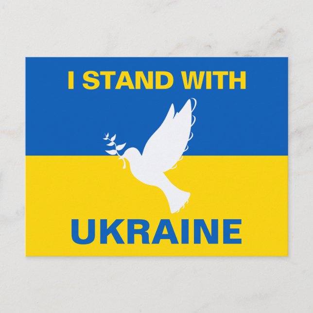 I Stand with Ukraine Ukrainian Flag Dove Peace Postcard (Front)