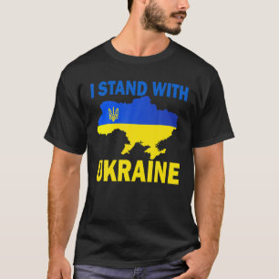 I Stand With Ukraine Ukrainian Flag Emblem Map Pat T-Shirt