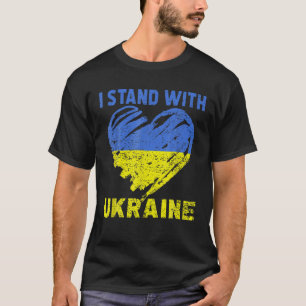 I Stand With Ukraine Ukrainian Flag Emblem Map Pat T-Shirt