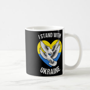 I Stand With Ukraine Ukrainian Flag Heart Doves Pe Coffee Mug
