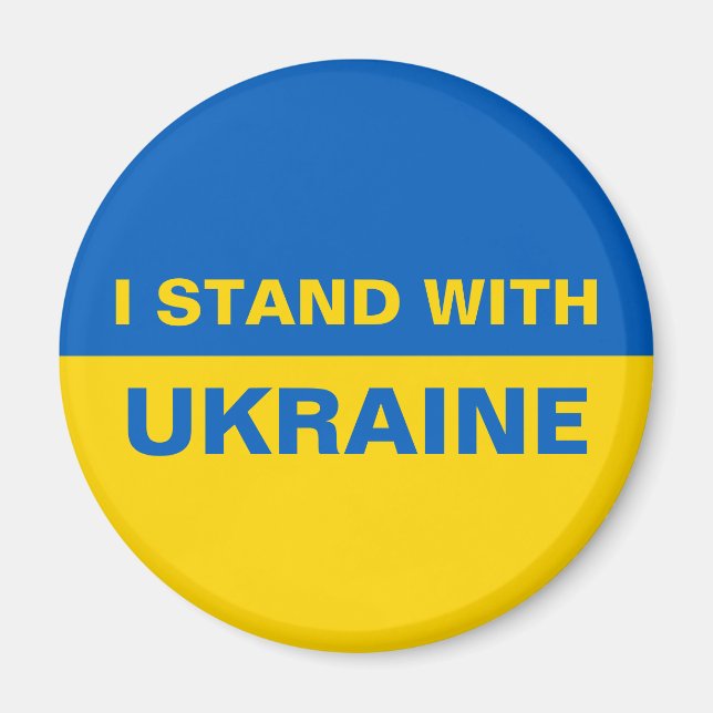 I Stand with Ukraine Ukrainian Flag Magnet (Front)