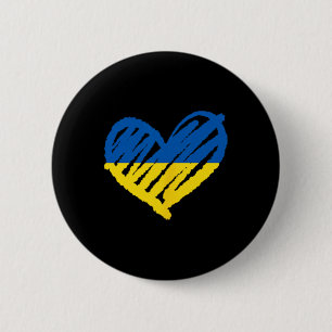 I Stand With Ukraine Ukrainian Flag Peace Heart  2 Inch Round Button