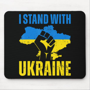 I Stand With Ukraine Ukrainian Flag Rise Fist Peac Mouse Pad