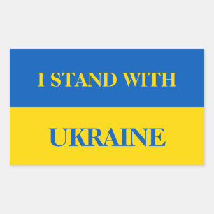 I stand with Ukraine. Ukrainian flag. Sticker