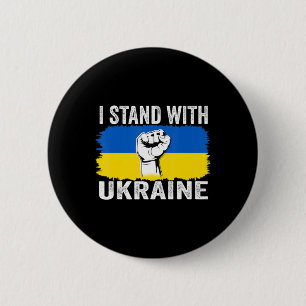 I Stand With Ukraine Ukrainian Flag Support Ukrain 2 Inch Round Button