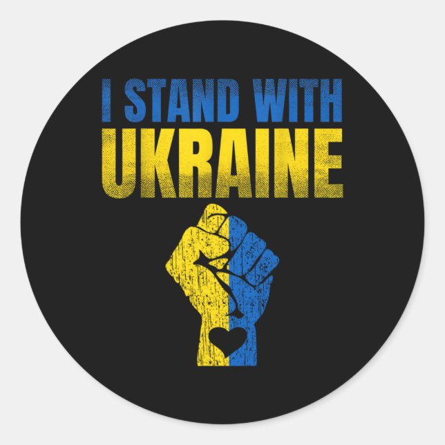 I Stand With Ukraine Ukrainian Flag Support Ukrain Classic Round Sticker (Front)
