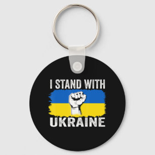 I Stand With Ukraine Ukrainian Flag Support Ukrain Keychain