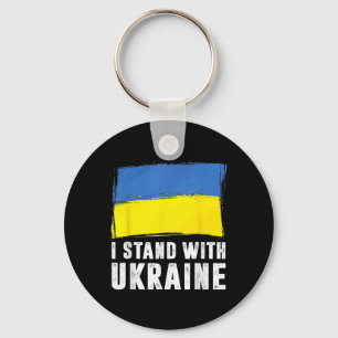 I Stand With Ukraine Ukrainian Flag Supporting Ukr Keychain