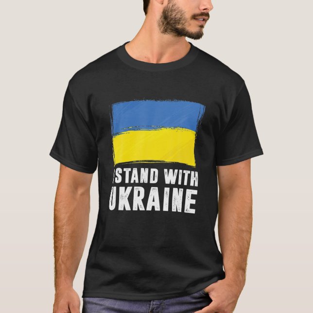 I Stand With Ukraine Ukrainian Flag Supporting Ukr T-Shirt (Front)