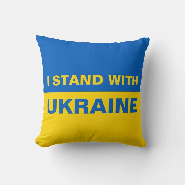 I Stand with Ukraine Ukrainian Flag Throw Pillow (Front)