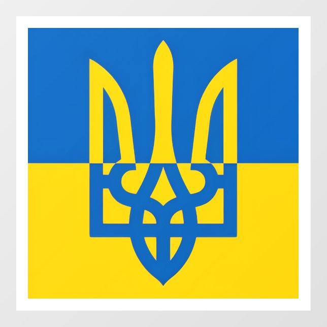 I stand with Ukraine. Ukrainian flag. Trident. Window Cling (Sheet)
