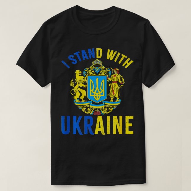 I Stand With Ukraine Ukrainian Lover Support  On B T-Shirt (Design Front)