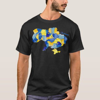 I Stand With Ukraine Ukrainian Map Watercolor Souv T-Shirt