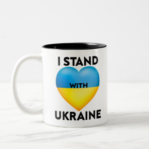 I Stand With Ukraine, We Support The Ukraine Two-Tone Coffee Mug