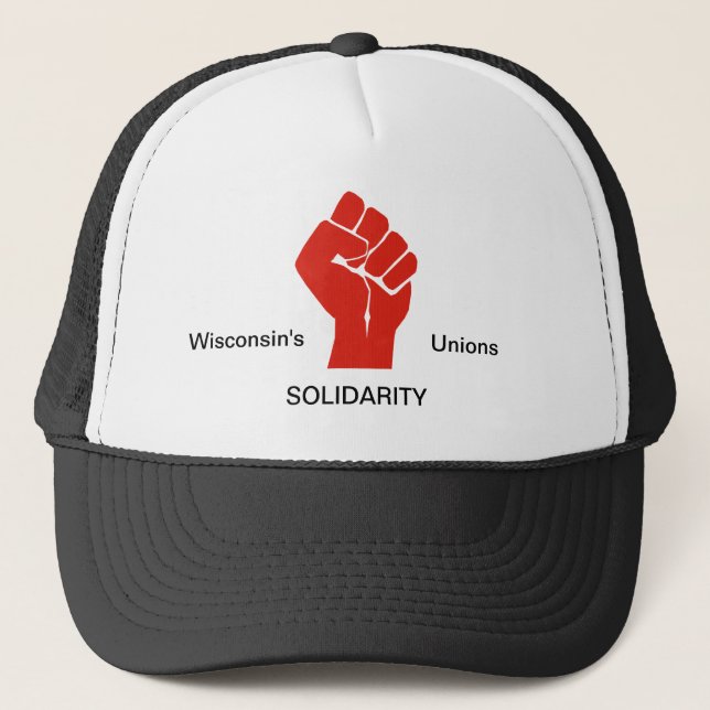 I Stand With Wisconsin's Unions Trucker Hat (Front)