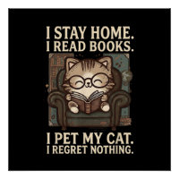 I Stay Home I Read Books I Pet My Cat Funny Cat 