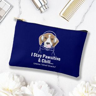 I Stay Pawsitive and Chill Dog Funny Beagle Accessory Pouch